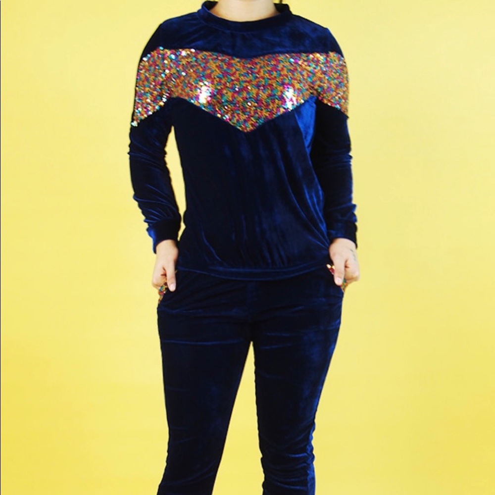 Rainbow Sequin Velvet Set